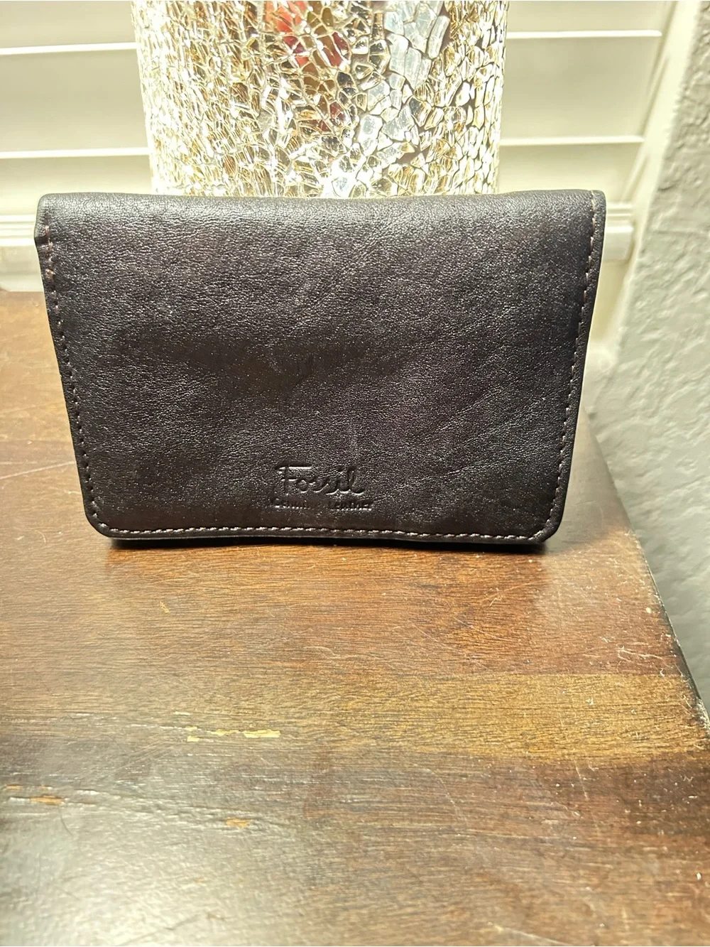 Fossil Brown and Black Suede Zip Wallet